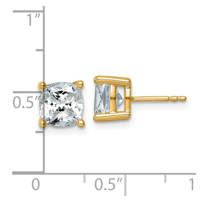 14K Yellow Gold 4 Ctw Certified Lab Grown Diamond Vs/Si+ G+ Cushion Prong Heavy Wt. Stud Earrings