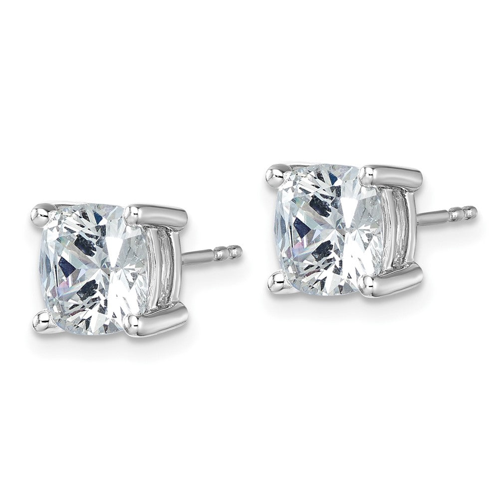 14K White Gold 5 Ctw Certified Lab Grown Diamond Vs+ F+ Cushion 4 Prong Heavy Wt. Stud Earrings