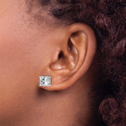14k White Gold 5 ctw Lab Grown Diamond VS/SI+ G+ Cushion 4 Prong Heavy Wt. Stud Earrings