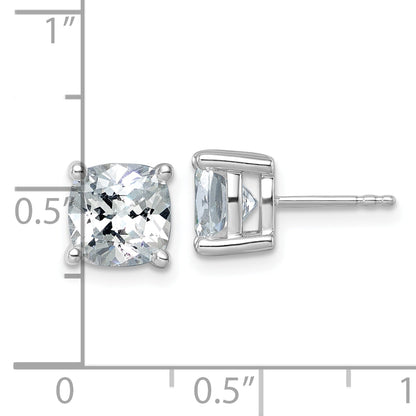 14k White Gold 5 ctw Lab Grown Diamond VS/SI+ G+ Cushion 4 Prong Heavy Wt. Stud Earrings