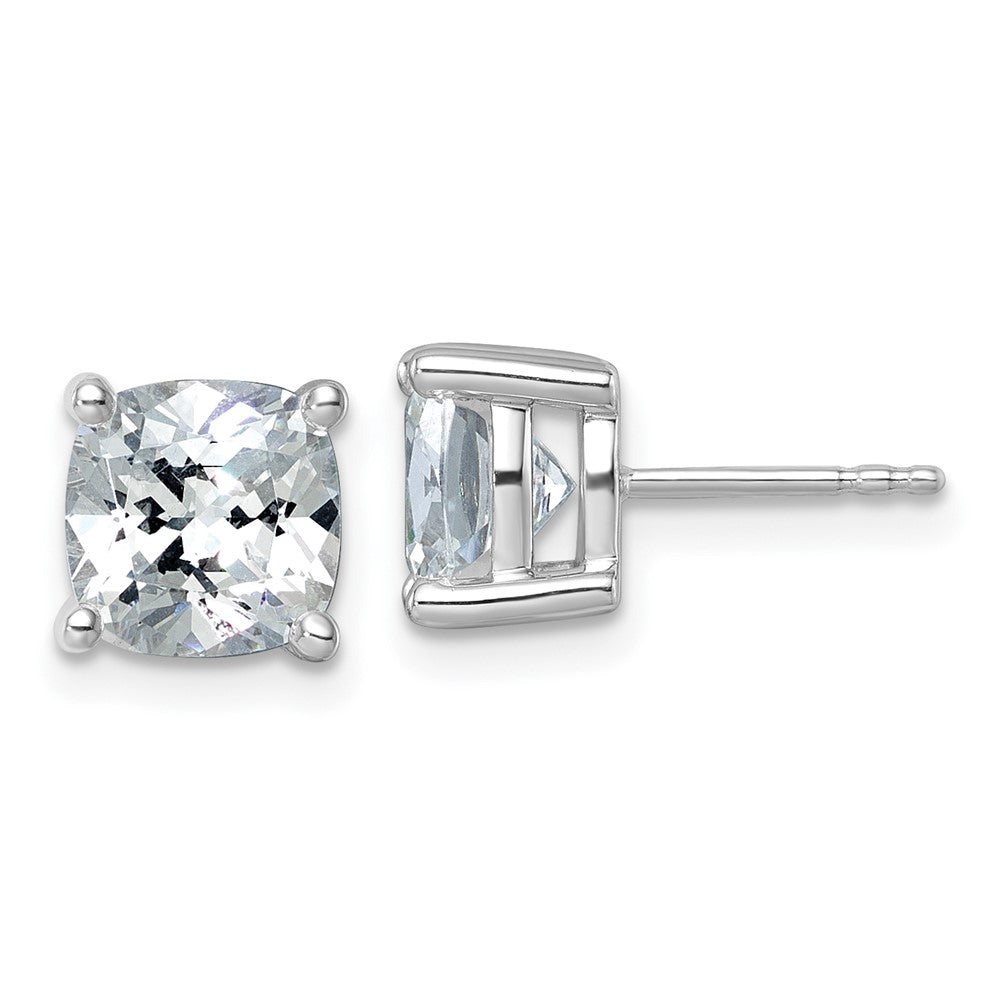 14k White Gold 5 ctw Lab Grown Diamond VS/SI+ G+ Cushion 4 Prong Heavy Wt. Stud Earrings