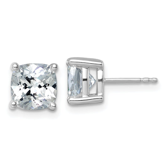 14K White Gold 5 Ctw Certified Lab Grown Diamond Vs+ F+ Cushion 4 Prong Heavy Wt. Stud Earrings