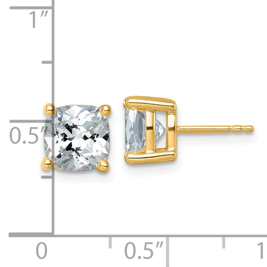 14K Yellow Gold 5 Ctw Certified Lab Grown Diamond Vs+ F+ Cushion 4 Prong Heavy Wt. Stud Earrings
