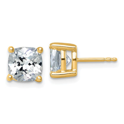 14k Yellow Gold 5 ctw Lab Grown Diamond VS/SI+ G+ Cushion 4 Prong Heavy Wt. Stud Earrings