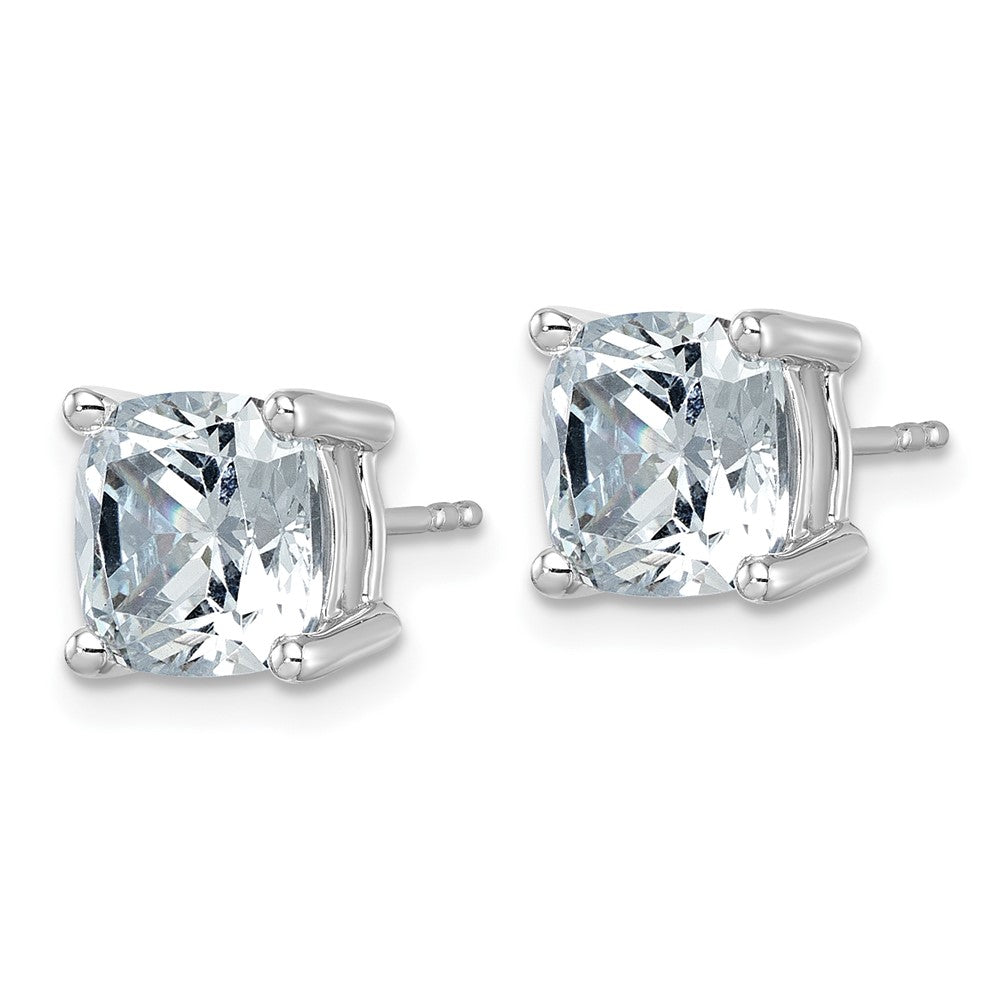 14k White Gold 6 ctw Lab Grown Diamond VS/SI+ G+ Cushion 4 Prong Heavy Wt. Stud Earrings