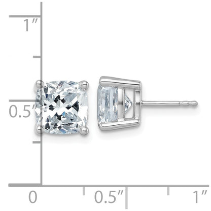14k White Gold 6 ctw Lab Grown Diamond VS/SI+ G+ Cushion 4 Prong Heavy Wt. Stud Earrings