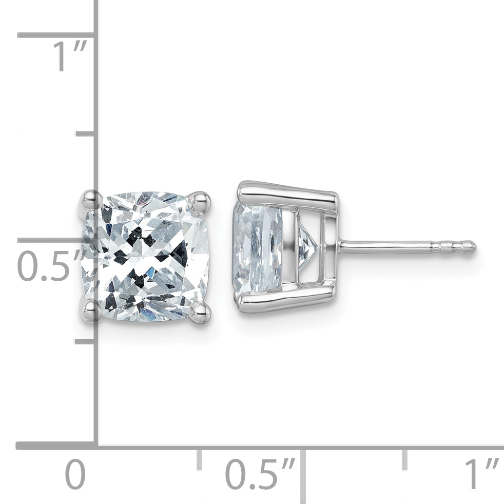 14k White Gold 6 ctw Lab Grown Diamond VS/SI+ G+ Cushion 4 Prong Heavy Wt. Stud Earrings