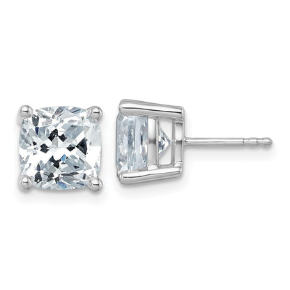 14k White Gold 6 ctw Lab Grown Diamond VS/SI+ G+ Cushion 4 Prong Heavy Wt. Stud Earrings