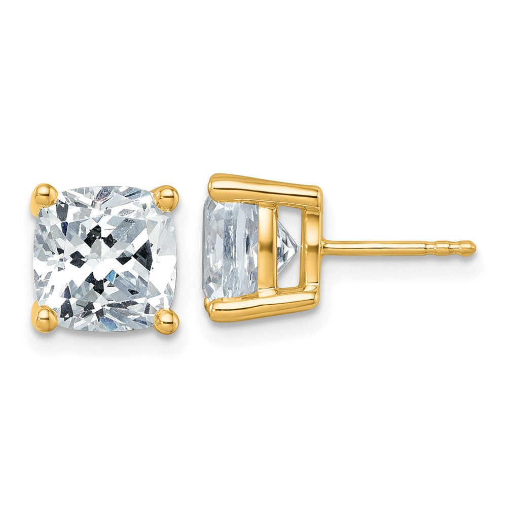 14K Yellow Gold 6 Ctw Certified Lab Grown Diamond Vs+ F+ Cushion 4 Prong Heavy Wt. Stud Earrings