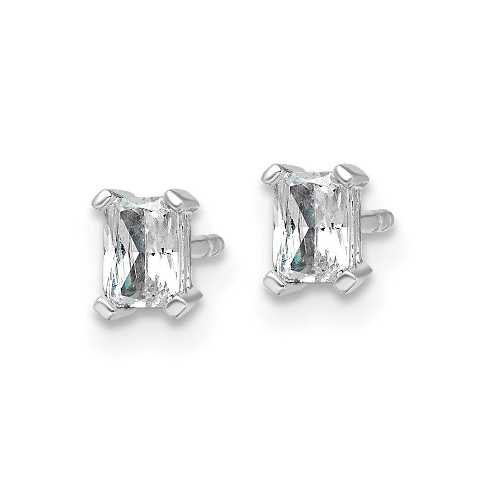 14K White Gold 1/2 Ctw Lab Grown Diamond Vs+ F+ Radiant 4 Prong Heavy Wt. Stud Earrings
