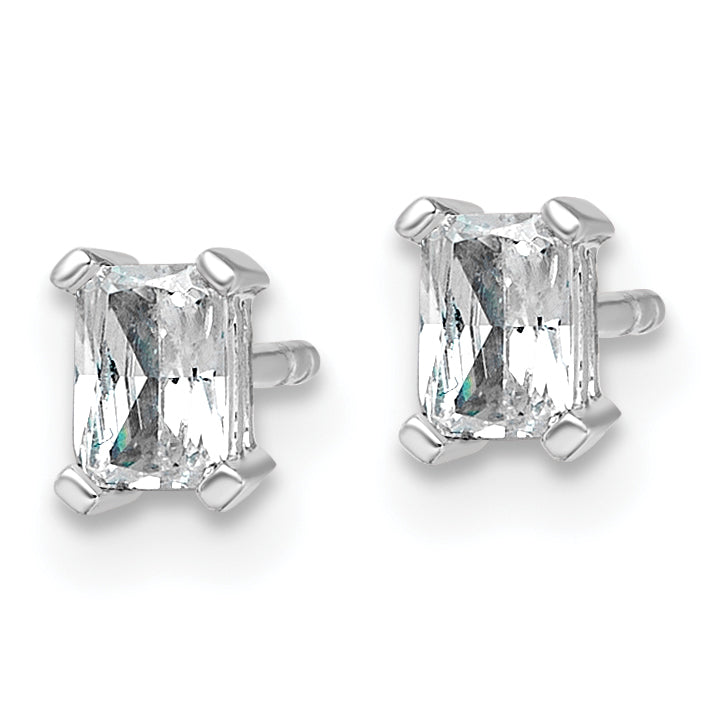 14K White Gold 1/2 Ctw Certified Lab Grown Diamond Vs+ F+ Radiant 4 Prong Heavy Wt. Stud Earrings