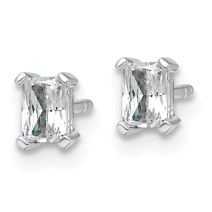 14K White Gold 1/2 Ctw Certified Lab Grown Diamond Vs+ F+ Radiant 4 Prong Heavy Wt. Stud Earrings
