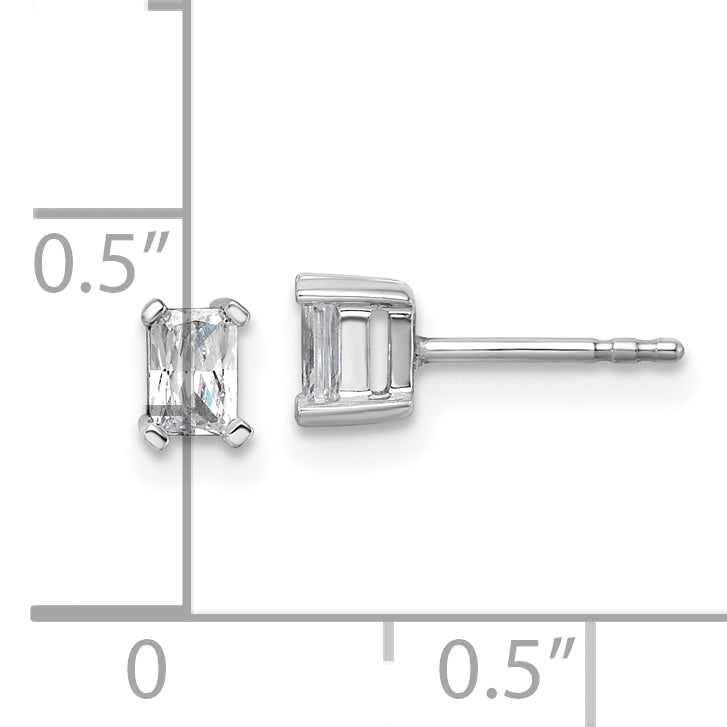 14K White Gold 1/2 Ctw Certified Lab Grown Diamond Vs+ F+ Radiant 4 Prong Heavy Wt. Stud Earrings