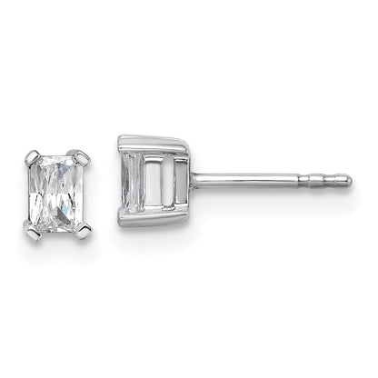 14K White Gold 1/2 Ctw Lab Grown Diamond Vs+ F+ Radiant 4 Prong Heavy Wt. Stud Earrings