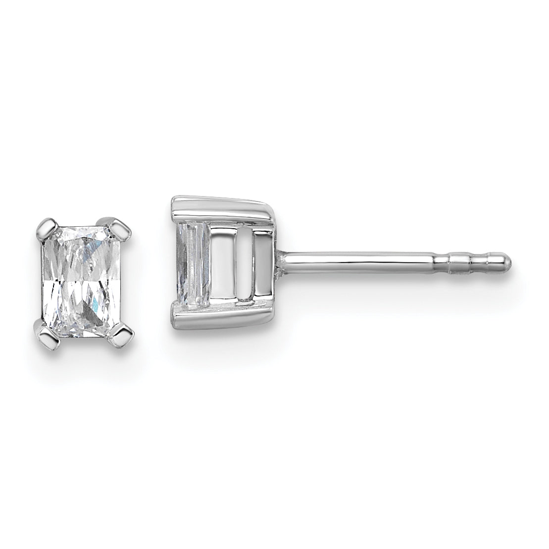14K White Gold 1/2 Ctw Certified Lab Grown Diamond Vs+ F+ Radiant 4 Prong Heavy Wt. Stud Earrings