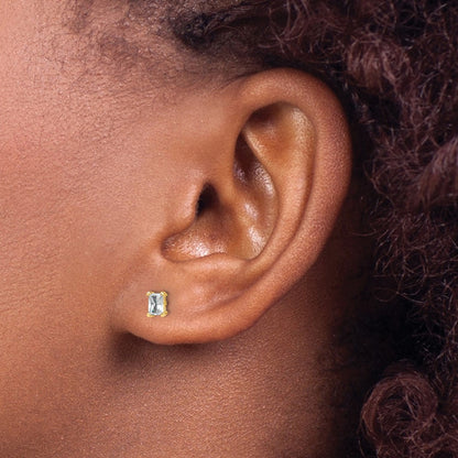 14k Yellow Gold 1/2 ctw Certified Lab Grown Diamond VS/SI+ G+ Radiant 4 Prong Heavy Wt. Stud Earrings