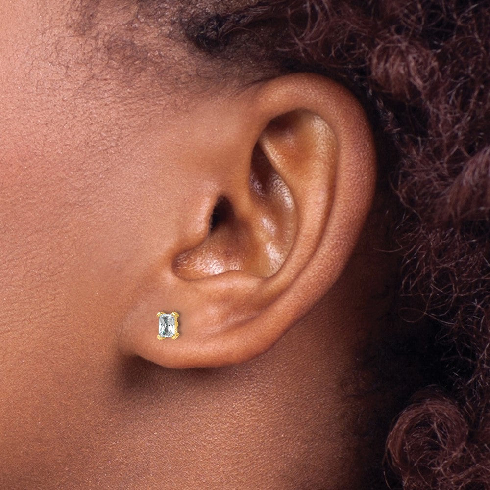 14k Yellow Gold 1/2 Ct. Lab Grown Diamond VS/SI+ G+ Radiant Complete Solitare Stud Post Earrings