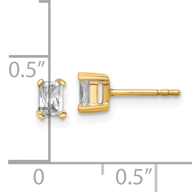 14K Yellow Gold 1/2 Ctw Certified Lab Grown Diamond Vs+ F+ Radiant 4 Prong Heavy Wt. Stud Earrings