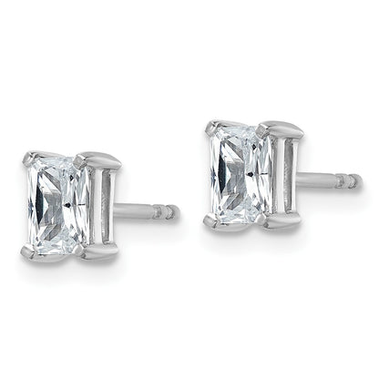 14k White Gold 1 Ct. Lab Grown Diamond VS/SI+ G+ Radiant Complete Solitare Stud Post Earrings