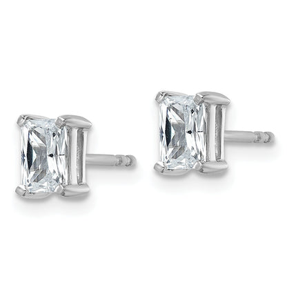 14K White Gold 1 Ctw Certified Lab Grown Diamond Vs+ F+ Radiant 4 Prong Heavy Wt. Stud Earrings