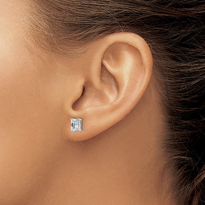 14K White Gold 1 Ctw Certified Lab Grown Diamond Vs+ F+ Radiant 4 Prong Heavy Wt. Stud Earrings