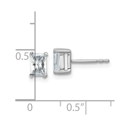 14k White Gold 1 Ct. Lab Grown Diamond VS/SI+ G+ Radiant Complete Solitare Stud Post Earrings