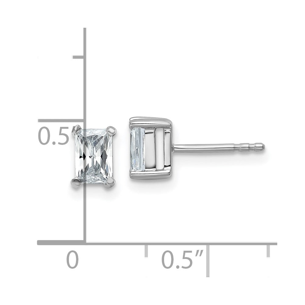14k White Gold 1 ctw Certified Lab Grown Diamond VS/SI+ G+ Radiant 4 Prong Heavy Wt. Stud Earrings