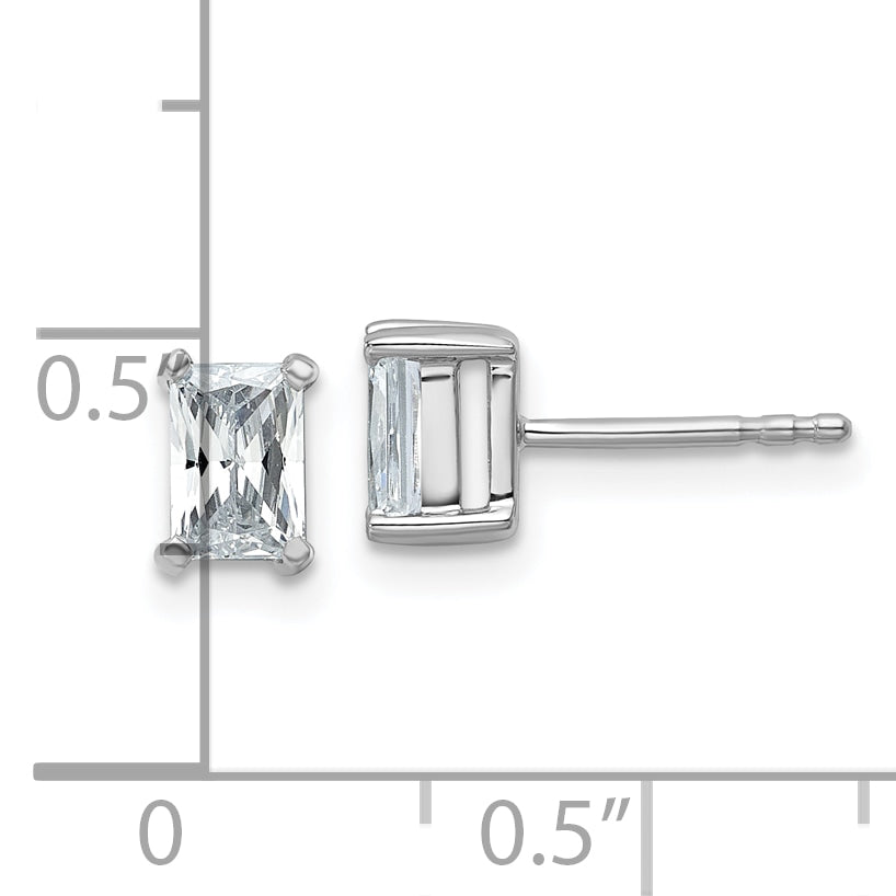 14K White Gold 1 Ctw Certified Lab Grown Diamond Vs+ F+ Radiant 4 Prong Heavy Wt. Stud Earrings