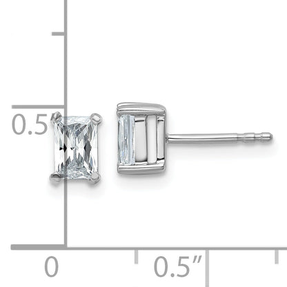 14K White Gold 1 Ctw Certified Lab Grown Diamond Vs+ F+ Radiant 4 Prong Heavy Wt. Stud Earrings
