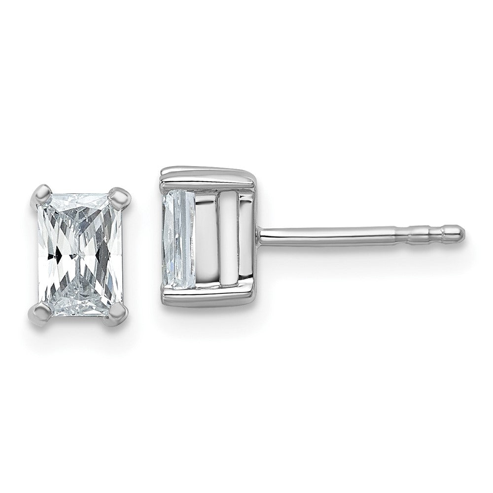 14K White Gold 1 Ctw Certified Lab Grown Diamond Vs+ F+ Radiant 4 Prong Heavy Wt. Stud Earrings