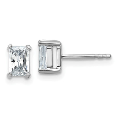 14K White Gold 1 Ctw Certified Lab Grown Diamond Vs+ F+ Radiant 4 Prong Heavy Wt. Stud Earrings