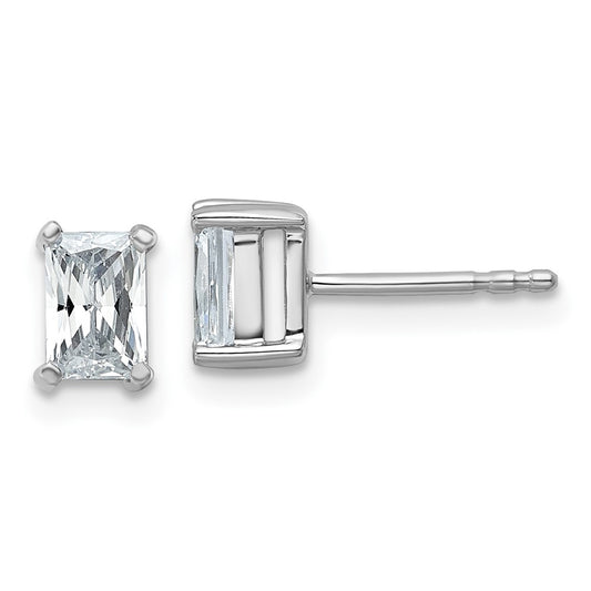 14K White Gold 1 Ctw Certified Lab Grown Diamond Vs+ F+ Radiant 4 Prong Heavy Wt. Stud Earrings