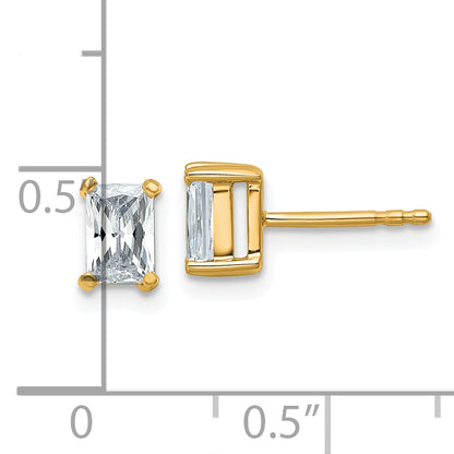 14k Yellow Gold 1 ctw Lab Grown Diamond VS/SI+ G+ Radiant 4 Prong Heavy Wt. Stud Earrings