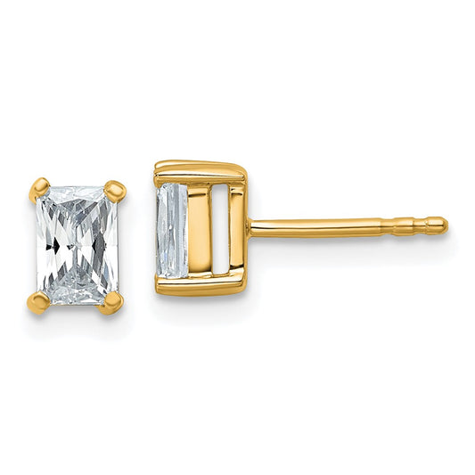 14K Yellow Gold 1 Ctw Certified Lab Grown Diamond Vs+ F+ Radiant 4 Prong Heavy Wt. Stud Earrings