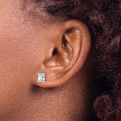 14k White Gold 1 1/2 Ct. Lab Grown Diamond VS/SI+ G+ Radiant Complete Solitare Stud Post Earrings