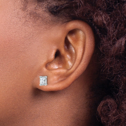 14K White Gold 1 1/2 Ctw Lab Grown Diamond Vs+ F+ Radiant 4 Prong Heavy Wt. Stud Earrings