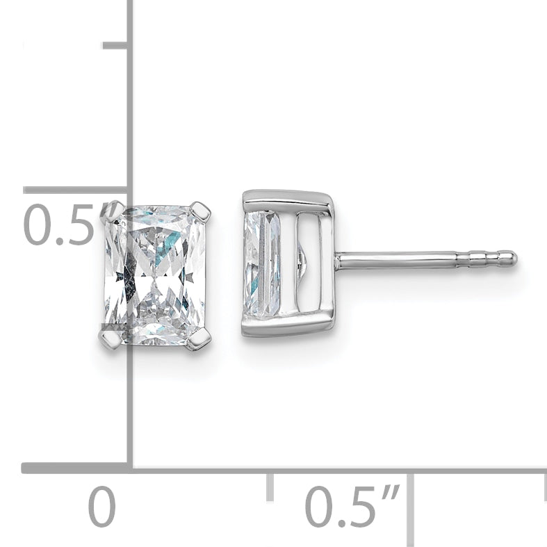 14K White Gold 1 1/2 Ctw Lab Grown Diamond Vs+ F+ Radiant 4 Prong Heavy Wt. Stud Earrings
