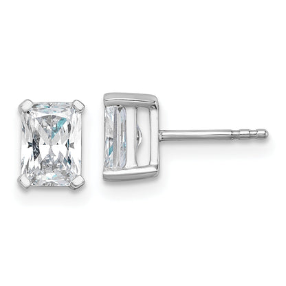 14K White Gold 1 1/2 Ctw Lab Grown Diamond Vs+ F+ Radiant 4 Prong Heavy Wt. Stud Earrings