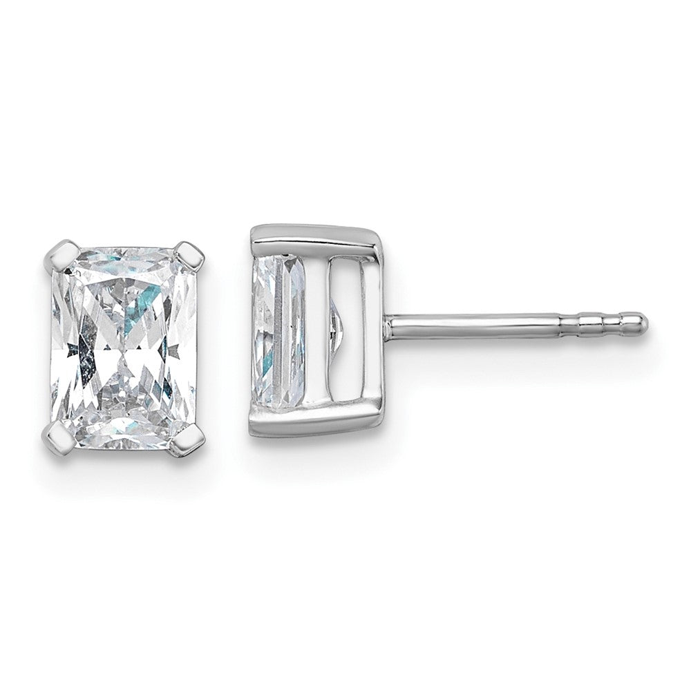 14k White Gold 1 1/2 ctw Lab Grown Diamond VS/SI+ G+ Radiant 4 Prong Heavy Wt. Stud Earrings