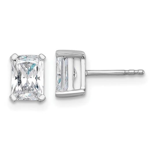 14K White Gold 1 1/2 Ctw Certified Lab Grown Diamond Vs+ F+ Radiant 4 Prong Heavy Wt. Stud Earrings