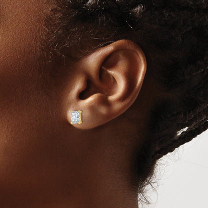 14k Yellow Gold 1 1/2 ctw Certified Lab Grown Diamond VS/SI+ G+ Radiant 4 Prong Heavy Wt. Stud Earrings