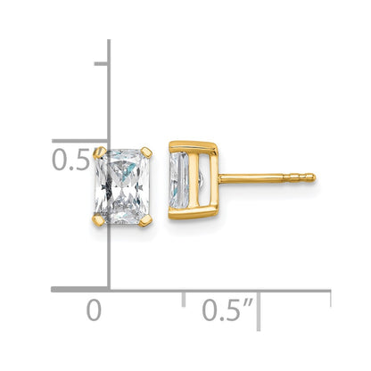 14K Yellow Gold 1 1/2 Ctw Certified Lab Grown Diamond Vs+ F+ Radiant 4 Prong Heavy Wt. Stud Earrings
