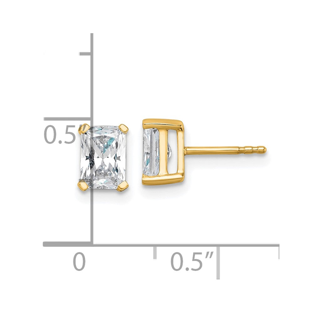 14K Yellow Gold 1 1/2 Ctw Lab Grown Diamond Vs+ F+ Radiant 4 Prong Heavy Wt. Stud Earrings
