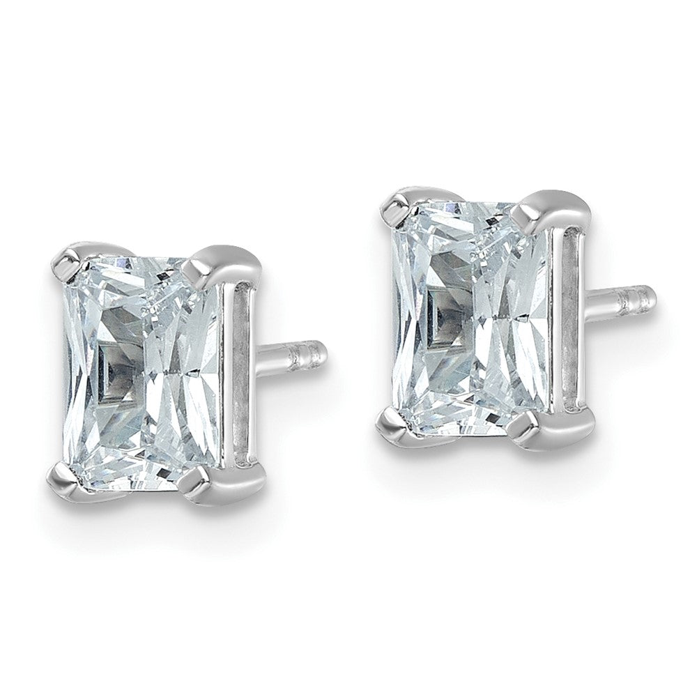 14k White Gold 2 Ct. Lab Grown Diamond VS/SI+ G+ Radiant Complete Solitare Stud Post Earrings