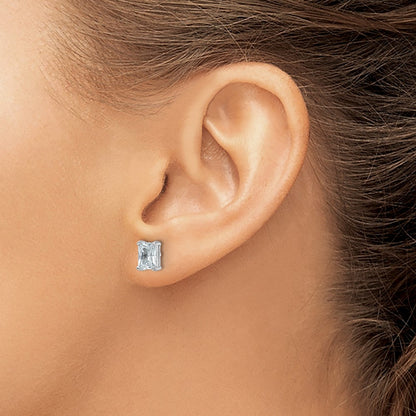 14K White Gold 2 Ctw Certified Lab Grown Diamond Vs+ F+ Radiant 4 Prong Heavy Wt. Stud Earrings