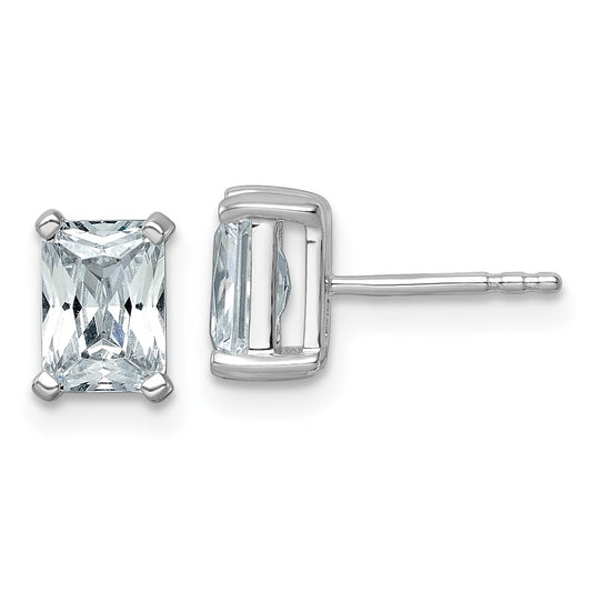 14k White Gold 2 Ct. Lab Grown Diamond VS/SI+ G+ Radiant Complete Solitare Stud Post Earrings