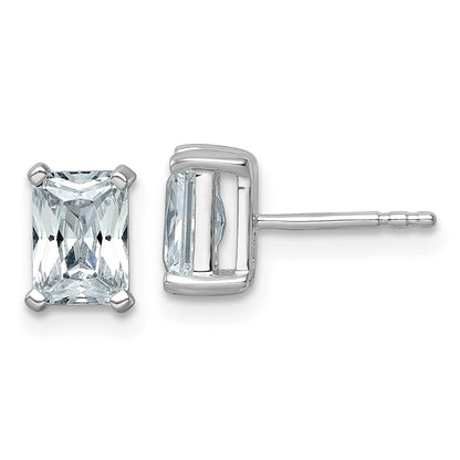 14K White Gold 2 Ctw Certified Lab Grown Diamond Vs+ F+ Radiant 4 Prong Heavy Wt. Stud Earrings