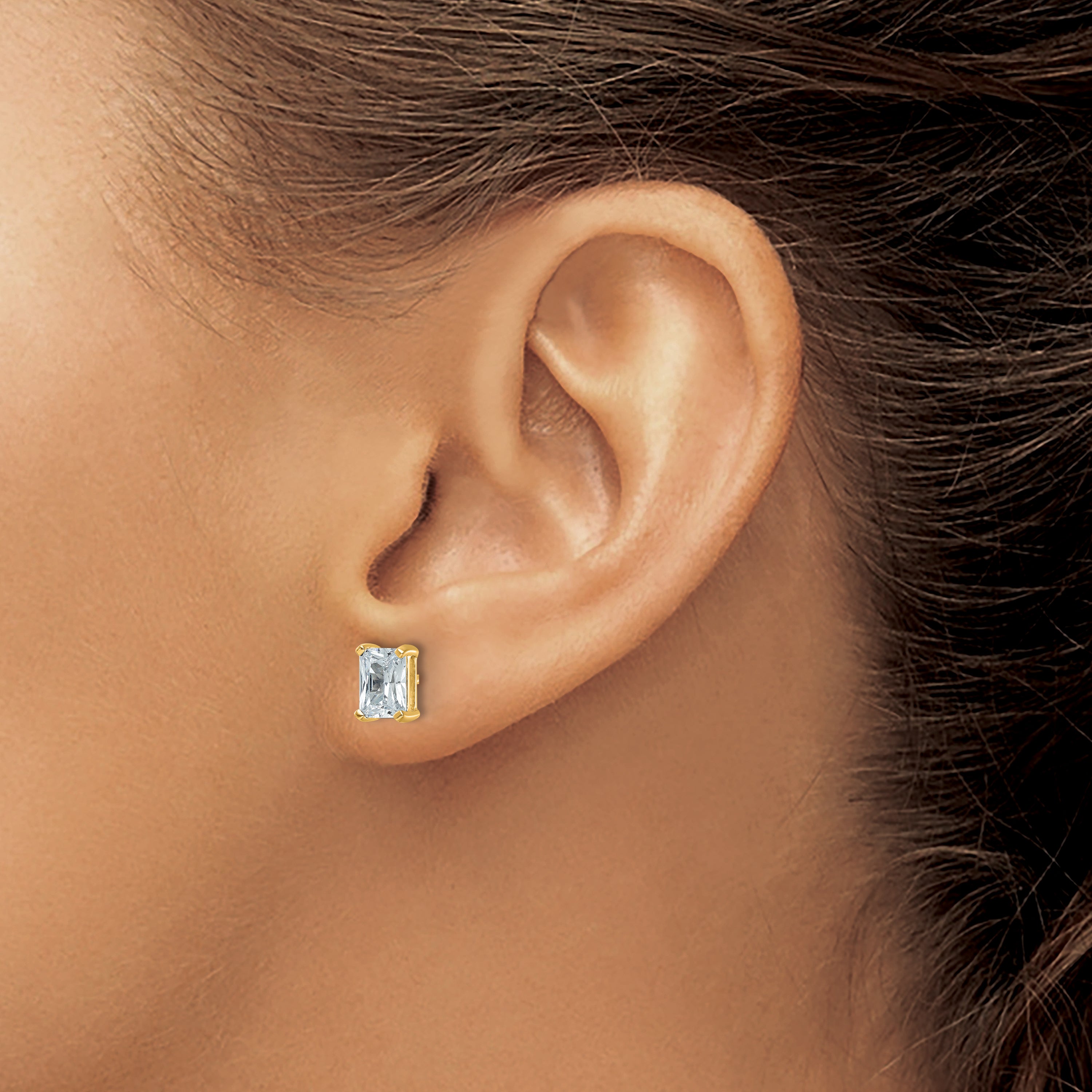 14k Yellow Gold 2 ctw Certified Lab Grown Diamond VS/SI+ G+ Radiant 4 Prong Heavy Wt. Stud Earrings