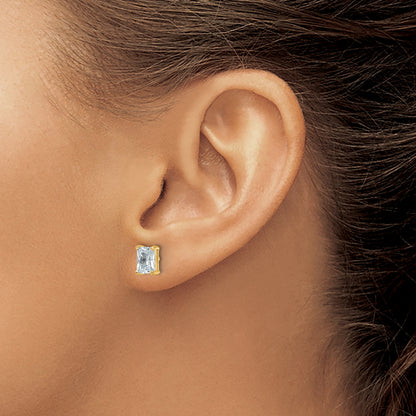 14k Yellow Gold 2 ctw Certified Lab Grown Diamond VS/SI+ G+ Radiant 4 Prong Heavy Wt. Stud Earrings