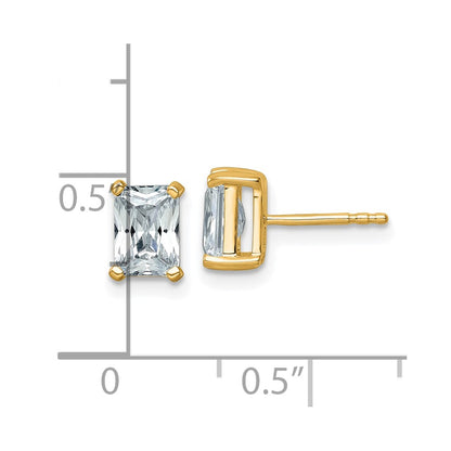 14K Yellow Gold 2 Ctw Lab Grown Diamond Vs+ F+ Radiant 4 Prong Heavy Wt. Stud Earrings